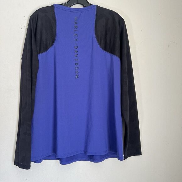 Harley Davidson Performance Shirt Mens 2XL Purple Black Logo Long Sleeves - Picture 3 of 4